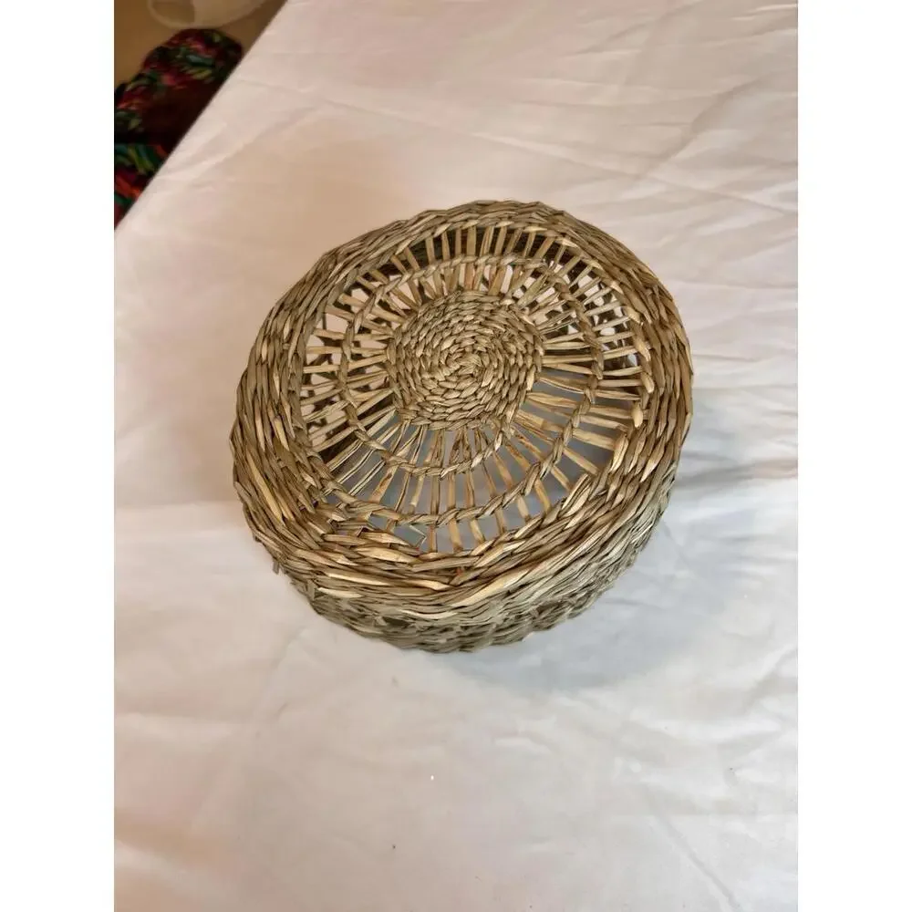 Boho Rattan Wicker Basket 6.5